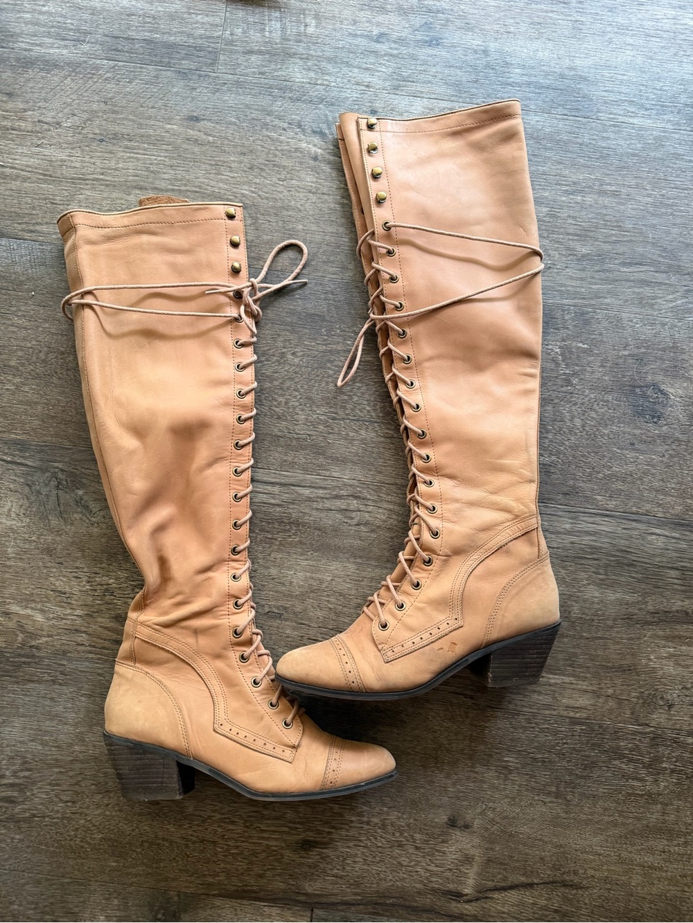 Jeffrey Campbell 9 Free People 100% Lamb Leather Peach Tall Boots